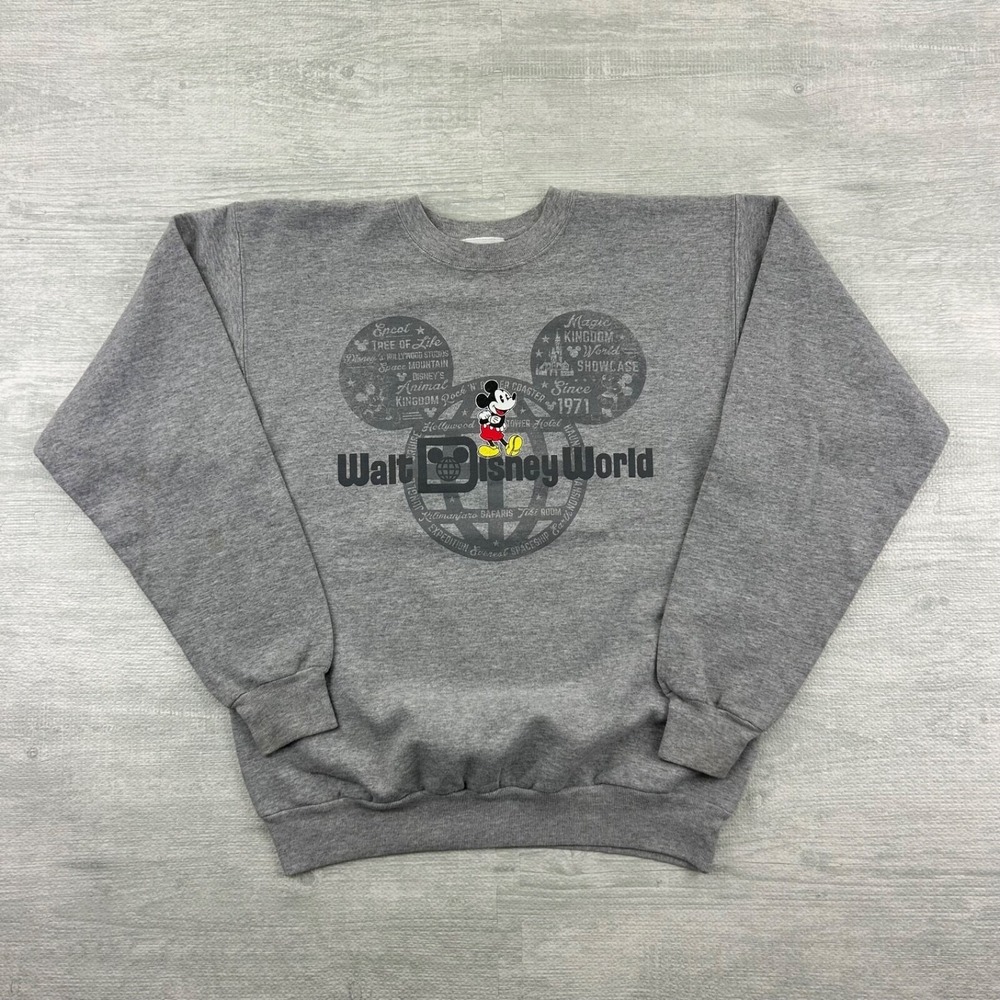 Vintage Walt Disney World Sweatshirt Size Small Gray Mickey Mouse Crewneck
